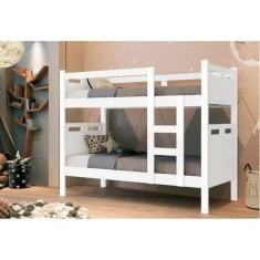 Beliche  Solteiro  Jaspe Versátil Vira 2 Camas Branco Estrado 100% Madeira - Super Resistente