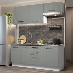 Cozinha Completa 180003 Com Armário E Balcão Branco/Cinza