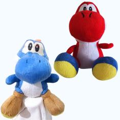 02 Pelúcias Yoshi Azul e Vermelho 30cm