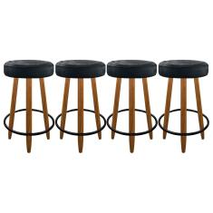 Kit 4 Banqueta Média 60cm Madeira Para Bancada Balcão Cinza