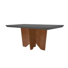 Mesa para Cozinha Nevada + Tampo Madeirado Vidro Reto 180x90cm Grafite/Imbuia-Vidro Grafite - Rufato