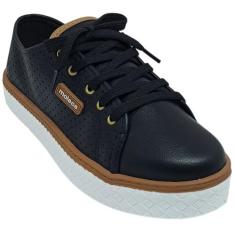Tênis Moleca Feminino Microperfuros Casual Leve e Confortável, Preto, 