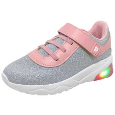 Tenis Infantil Menina Brilhante Luz Led Moderno Molekinha