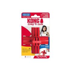 KONG Jump'N Jack – Brinquedo para cães para instintos mastigáveis - Brinquedo de borracha natural promove a saúde bucal - Use com petiscos para cães ou manteiga de amendoim para entretenimento
