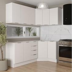 Cozinha Modulada 6 Peças sem Tampo com Rodapé 3 Aéreos e 3 Balcões Ipanema Cabecasa Madeiramadeira Branco