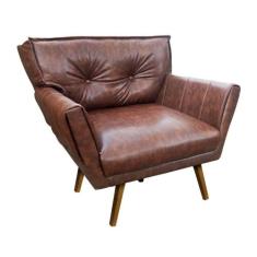 Poltrona Anitta Corano Nozes Pés Trapézio Castanho Drossi - D'ROSSI