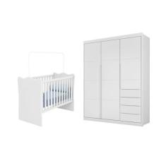 Jogo de Quarto com Guarda Roupa Diamante e Berço Doce Sonho Branco - F