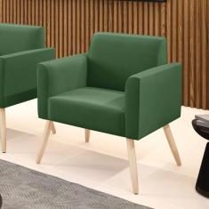 Poltrona Pés Palito Natural Marisa Suede Verde - DRossi