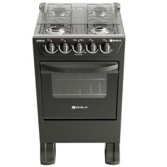 Fogão 4 Bocas a Gás Braslar New Sirius com Mesa Inox e Forno Easy-clean Preto