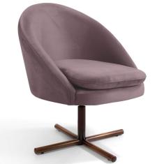 Poltrona Decorativa Rafa C-305 Giratória Veludo Rosê Domi Móveis