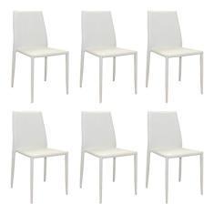 Kit 6 Cadeiras Decorativas Sala e Cozinha Karma PVC Branca - Gran Belo