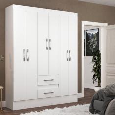 Guarda Roupas Solteiro 6 Portas 2 Gavetas Magistral Branco