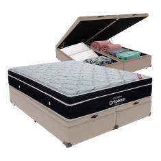 Cama + Box com Bau Ortobom Colchão King com Molas Ensacadas