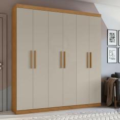 Guarda-Roupa Casal 6 Portas 3 Gavetas Jazz Amêndoa Clean/Off White