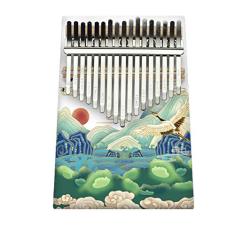 Piano de polegar infantil para amantes de música, 17 teclas Kalimba portátil Mbira Sanza Piano de madeira de pinheiro, teclado de percussão de dedo marimba, (18 cm x 13 cm) pintura colorida - P