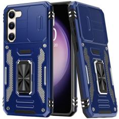 FUNMIKO Capa para Samsung Galaxy S23 Plus com protetor de lente de câmera deslizante atualizado e suporte magnético forte, capa protetora de telefone à prova de choque de nível militar para homens,