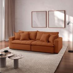 Sofá Cama Jupiter 3 Lugares Retrátil Reclinável 2,30m Veludo com Molas Ensacadas Terracota