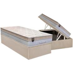Conjunto Box Baú Solteiro: Colchão Espuma Orthoflex Molas Ensacadas Ma