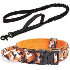 Coleira e Guia Cachorro Grande MADOG Comander LARANJA, M