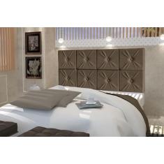 Painel De Cama Box Botão Queen 1,60 Elegance Cor Marrom - Comprar Móve