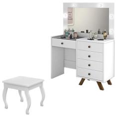 Penteadeira Camarim Luna com Banqueta Branco  Luapa Móveis