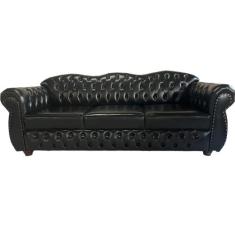 1 SOFÁ CHESTERFIELD CAPITONE IMPERATRIZ - TAMANHO 2.30M - CORANO PRETO