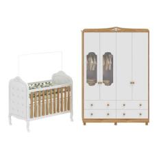 Quarto de Bebê com Guarda-roupa com Janelas e Berço com Capitonê Maya 