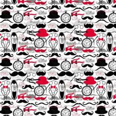 Papel Parede Sapato Relógio Bigode Gravata Borboleta Chapéu - LRP