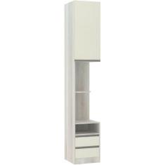Mesa De Cabeceira Esquerdo 1 Porta 2 Gavetas Prime Plus Luciane Legno Crema Com Kashmir