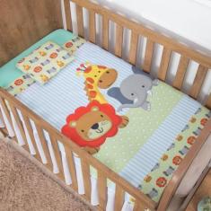 Jogo de Lençol 3 Peças Menino e Menina para Bebê - Miguel Baby, Safari