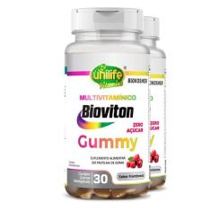 Kit 2 Gummy Multivitamínico Sabor Framboesa Unilife 30 Gomas
