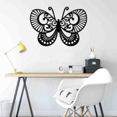 Quadro Decorativo Adorno Borboleta 3mm Vazado - Mdf - Decoarts, Preto