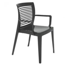 Cadeira Tramontina Victória Com Encosto Horizontal E Braços Preta