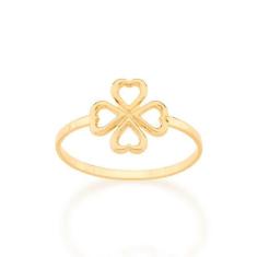 Anel Rommanel Banhado Ouro Trevo Quatro Folhas 512875, 18