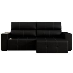 Sofá Retrátil Reclinável 3 Lugares Sala de Estar 224cm Russo Couro Preto - Gran Belo