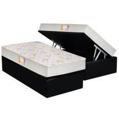Cama Box Baú Solteiro: Colchão Espuma Castor D28 Sleep Max Duplo + Bas