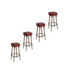 Kit 4 Banquetas Altas Estofadas Manila 70Cm Telha - Adz