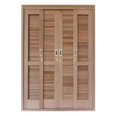 Porta Balcão de Correr Panorâmico 6 Folhas Cedro Arana 215cmx160cmx15cm Isabela Revestimentos Natural