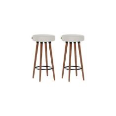 Kit 2 Banquetas Moderna Alta Roma Slim Bege Claro 70cm