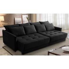 Sofá Sem Caixa Retrátil e Reclinável 2,50m com Molas Carol Veludo Marrom Adonai Estofados