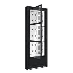 Porta de Aço de Giro com Postigo e Grade Mosaico 215x85cm Aço Pronto Riobras Preto