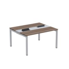 Mesa Plataforma Dupla com Pé de Aço para Coworking 140x120 Pdc14/12/2p Walnut/Cinza