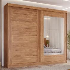 Guarda-roupa Casal 2 Portas de Correr 8 Gavetas com Espelho 100% Mdf Siena Espresso Móveis Cinamomo