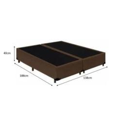 Cama Box Casal Bipartido - Tecido Sintético Marrom com Colchão Extra F