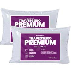 Travesseiro King 90cm x 50cm Percal 180 Fios Algodão Fibra de Silicone