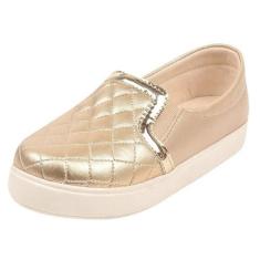 Tênis Slip On Infantil Menina Matelassê Dourado - Raniel Calçados, 25