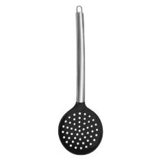 Escumadeira de Silicone Cabo de Metal 35cm Preto - Unyhome