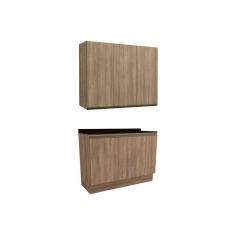 Cozinha Modulada Completa Maxxi 3 Peças (1Aéreo+1Balcão+1Complemento) C3P10 Nogal/Preto - Kappesberg