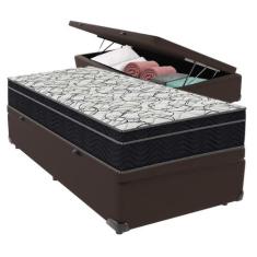 Conjunto Solteiro Cama Bege Box Colchão Extra Firme Ortobom - Marrom