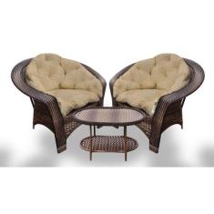 Conjunto de Poltronas Fibra Sintética Cairo - 2 Poltronas + 1 Mesa Cen